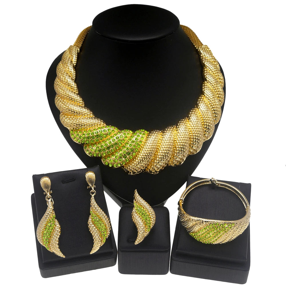 Necklace For Women Big Jewelry Set Dubai Luxury Gold Plated Bracelet