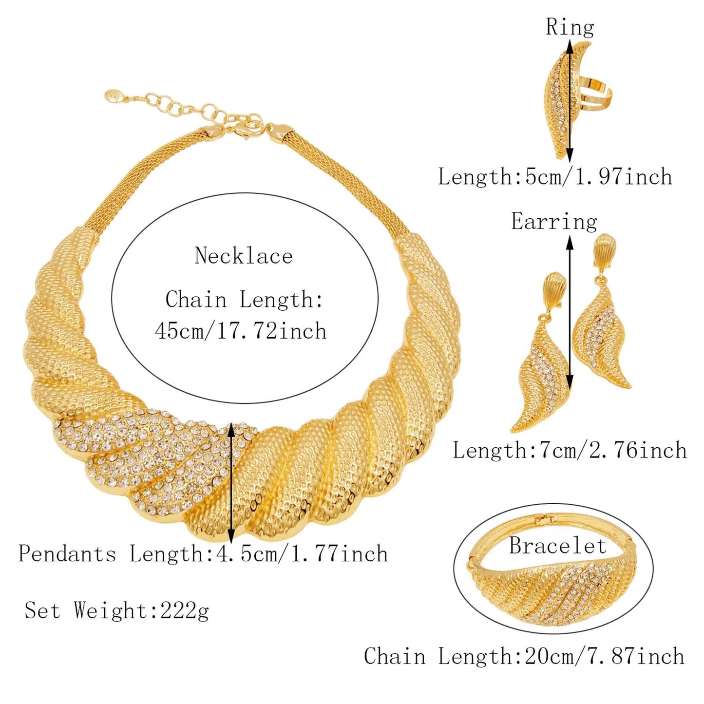 Necklace For Women Big Jewelry Set Dubai Luxury Gold Plated Bracelet