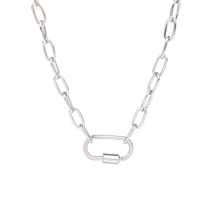 Necklace For Women Punk thick chain necklace zircon spiral Clasps pendant necklace