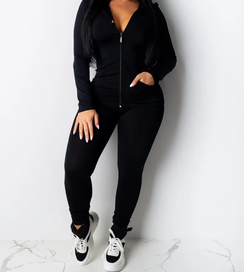 2pcs Jogging Suits For Women Running Sets Casual Hoodies Zipper Top Sweat Pants Tracksuit Jogger Suits Female Sportswear