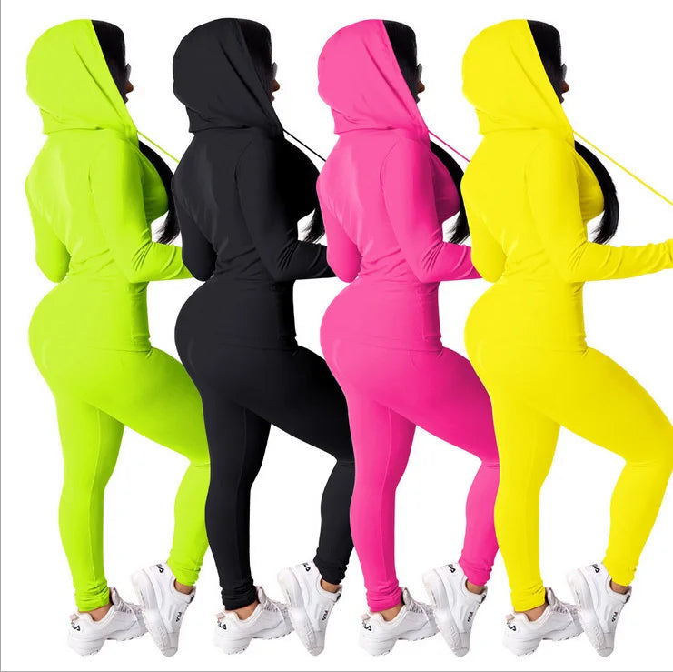 2pcs Jogging Suits For Women Running Sets Casual Hoodies Zipper Top Sweat Pants Tracksuit Jogger Suits Female Sportswear