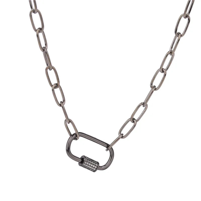 Necklace For Women Punk thick chain necklace zircon spiral Clasps pendant necklace