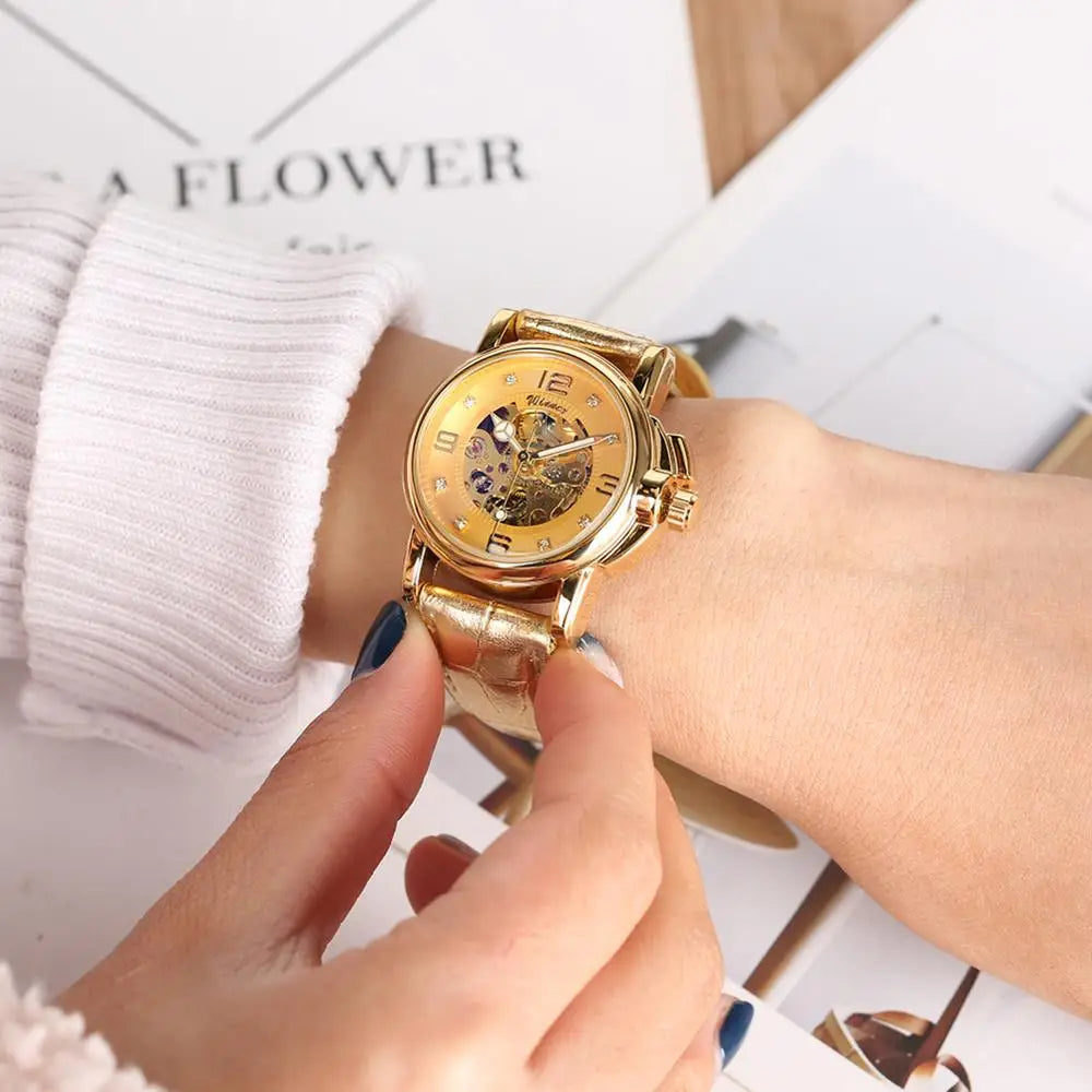 Women's Automatic Mechanical Watch Skeletons Wristwatch Hollow Out Automatic-self-winding