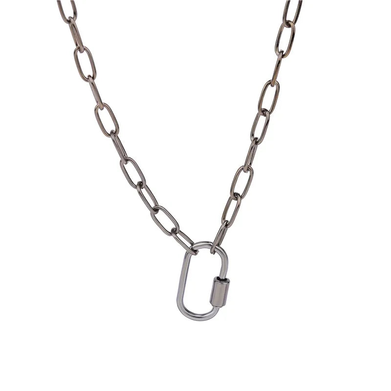 Necklace For Women Punk thick chain necklace zircon spiral Clasps pendant necklace