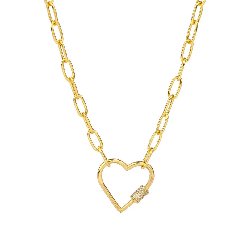 Necklace For Women Punk thick chain necklace zircon spiral Clasps pendant necklace