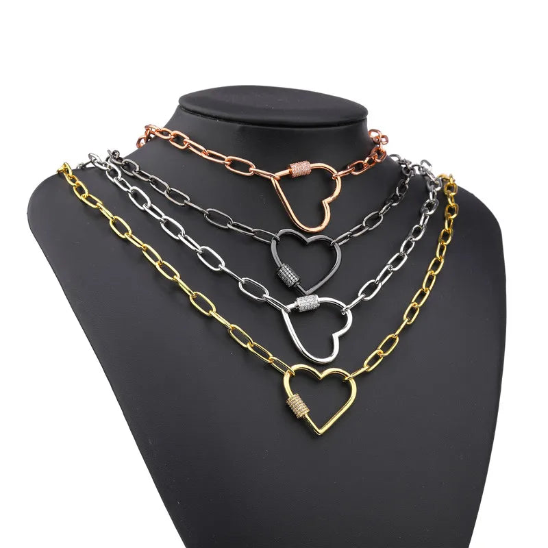 Necklace For Women Punk thick chain necklace zircon spiral Clasps pendant necklace