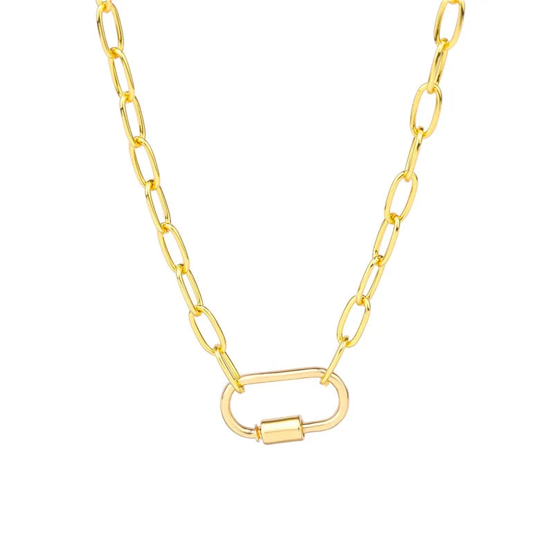 Necklace For Women Punk thick chain necklace zircon spiral Clasps pendant necklace