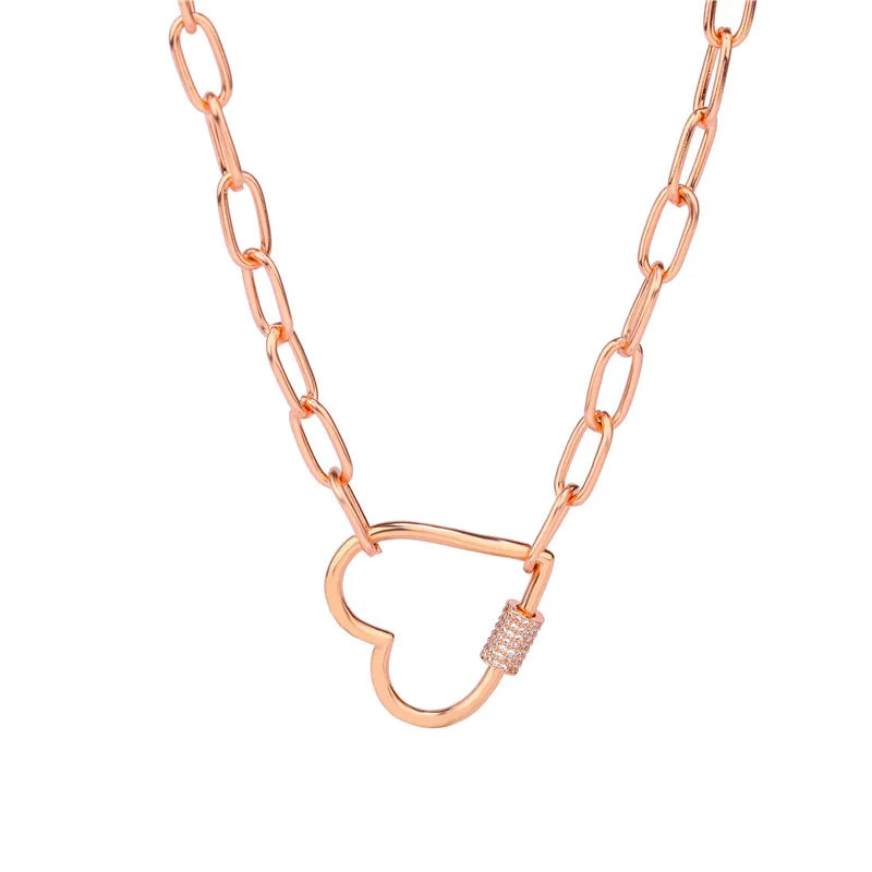 Necklace For Women Punk thick chain necklace zircon spiral Clasps pendant necklace