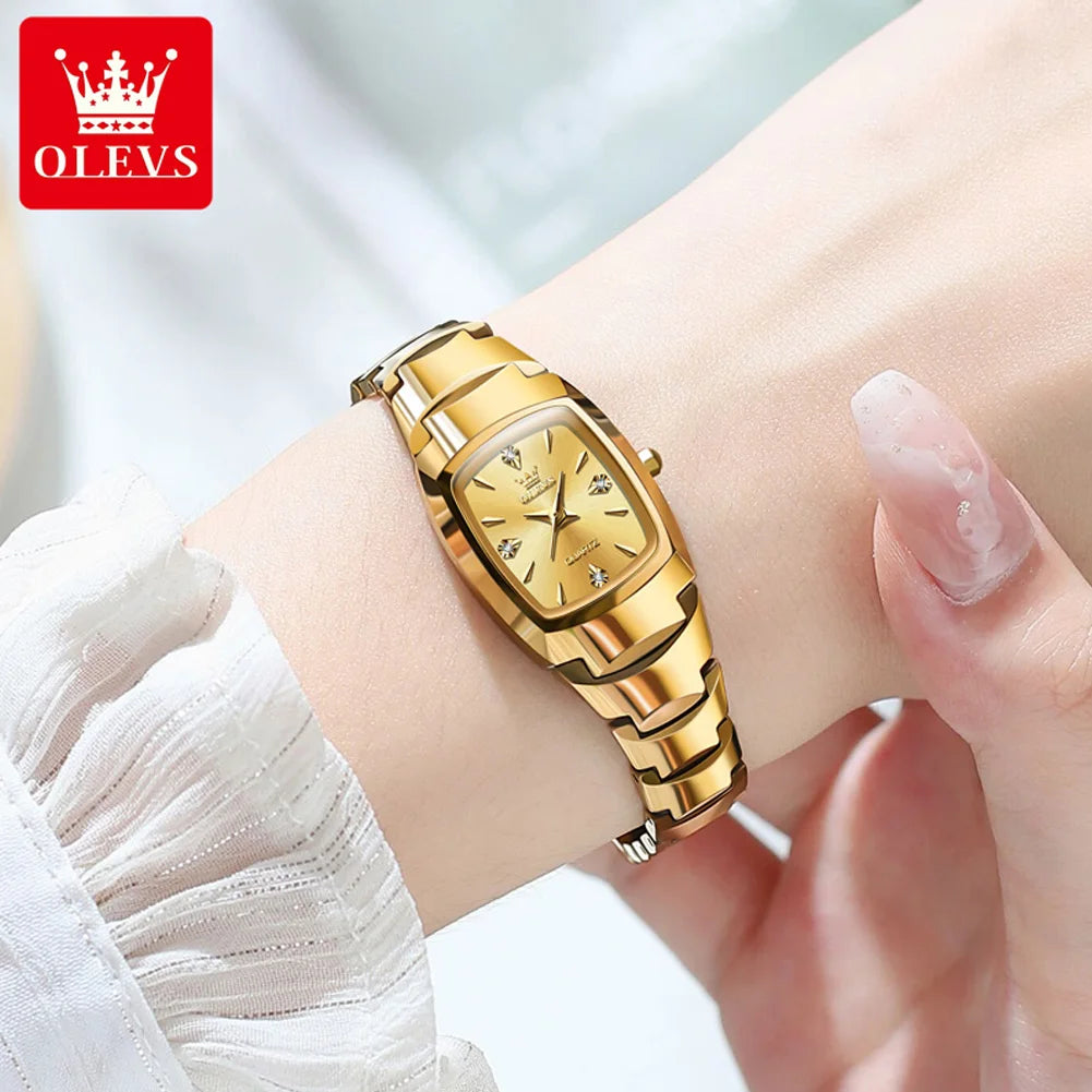 OLEVS 7006 Women's Watches Luxury Original Quartz Montres Femmes Waterproof Tungsten Steel Case Strap Luminous Date