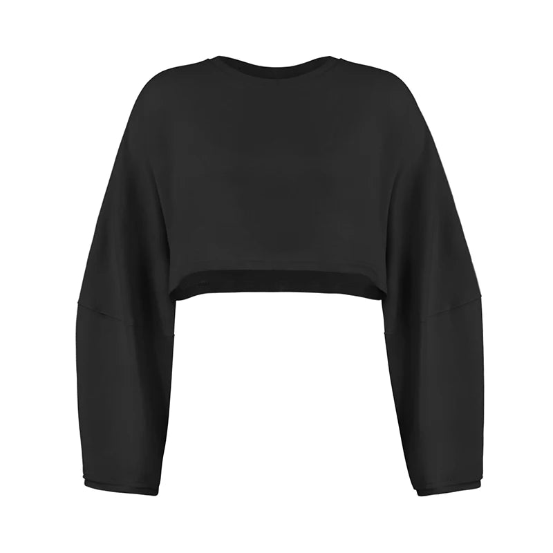 Women's Sports Crop Top T-Shirts Gym Clothing Yoga Loose Tops Long Sleeve Sportswear