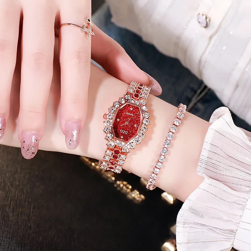 Women's Luxury Brands Watch Fashion Rhinestone Stainless Steel Quartz Ladies Wristwatches