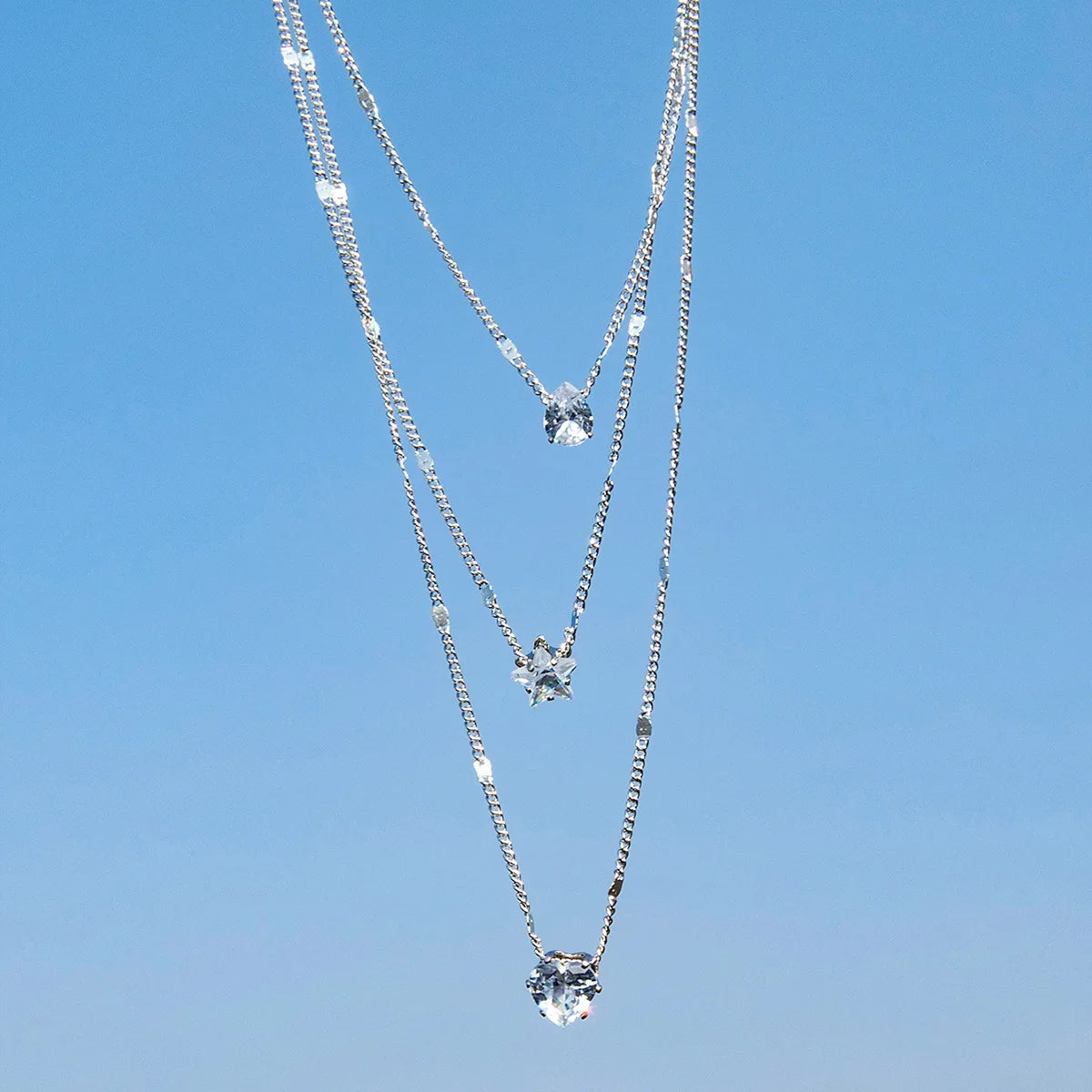 Trendy Zircon Pendant Necklace For Women Multilayer Chain Choker Fashion