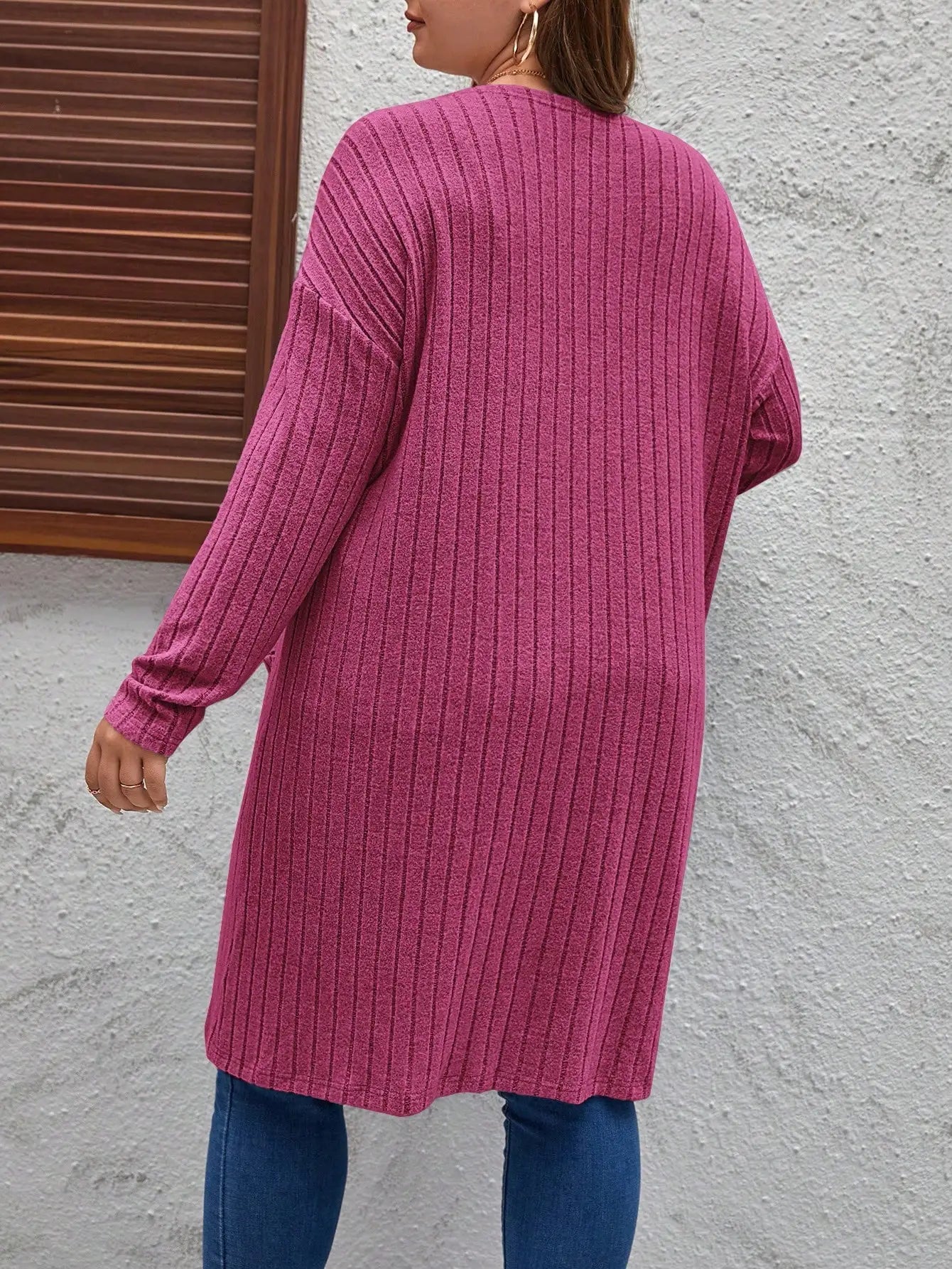 Plus Size Women's Casual Jacket Fashionable Long Sleeved Cardigan Simple Solid Color