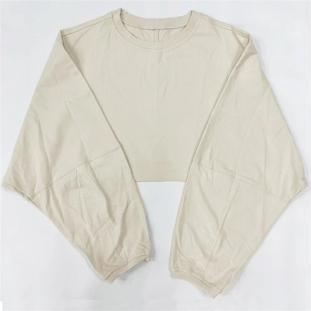 Women's Sports Crop Top T-Shirts Gym Clothing Yoga Loose Tops Long Sleeve Sportswear