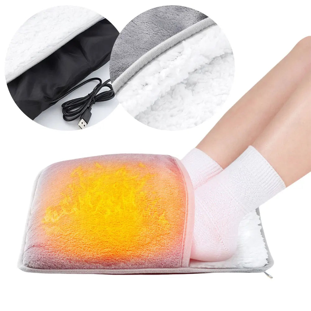 Winter USB Electric Foot Heating Pad Household Feet Warmer Soft Plush Thermal Blanket