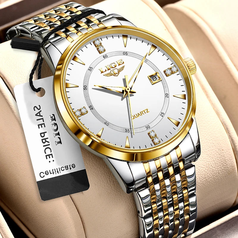 LIGE New Waterproof Watches Women's Bracelet Watch Top Brand Luxury Date Quartz Watch