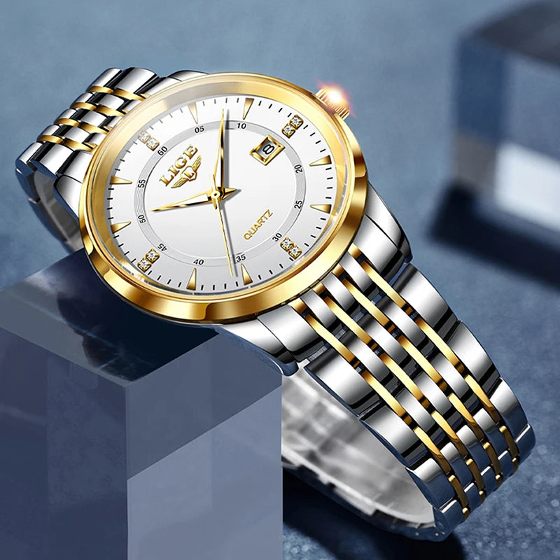 LIGE New Waterproof Watches Women's Bracelet Watch Top Brand Luxury Date Quartz Watch