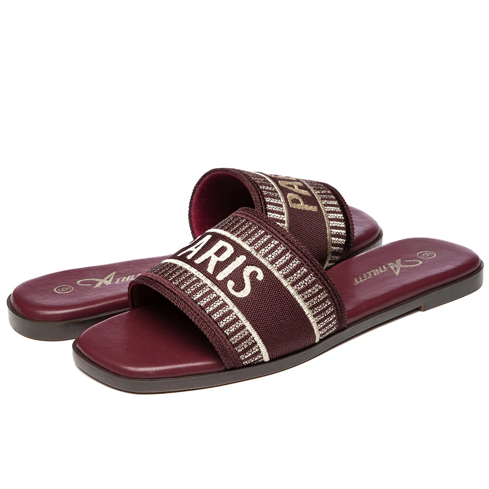 Women Letter Flat Sandals Casual Comfortable Vintage Slippers