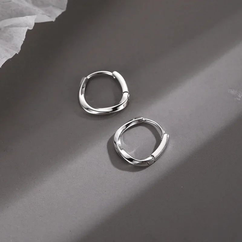 925 Sterling Silver Round Earrings Temperament Simple Inlaid for Women