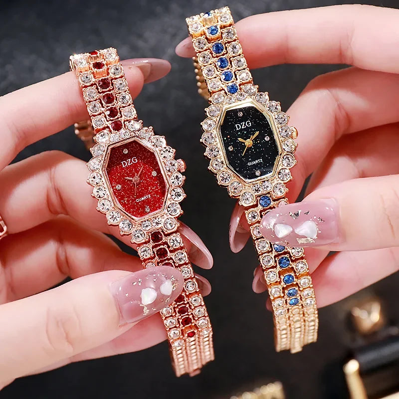 Women's Luxury Brands Watch Fashion Rhinestone Stainless Steel Quartz Ladies Wristwatches