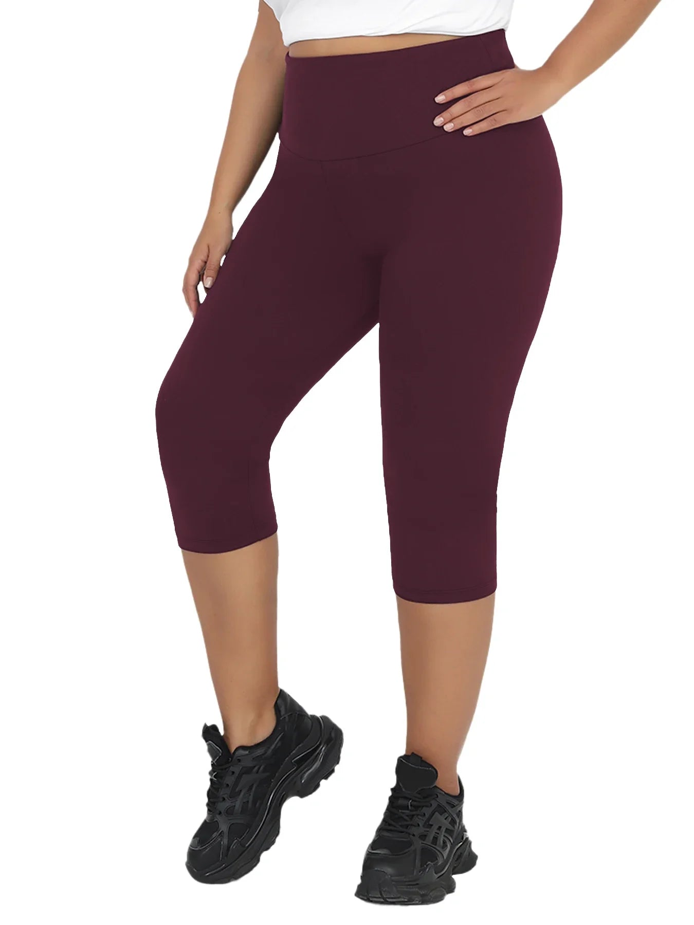 Plus Size Leggings for Women Super soft High Waisted Tummy Control Yoga Capri Pants Not See Through