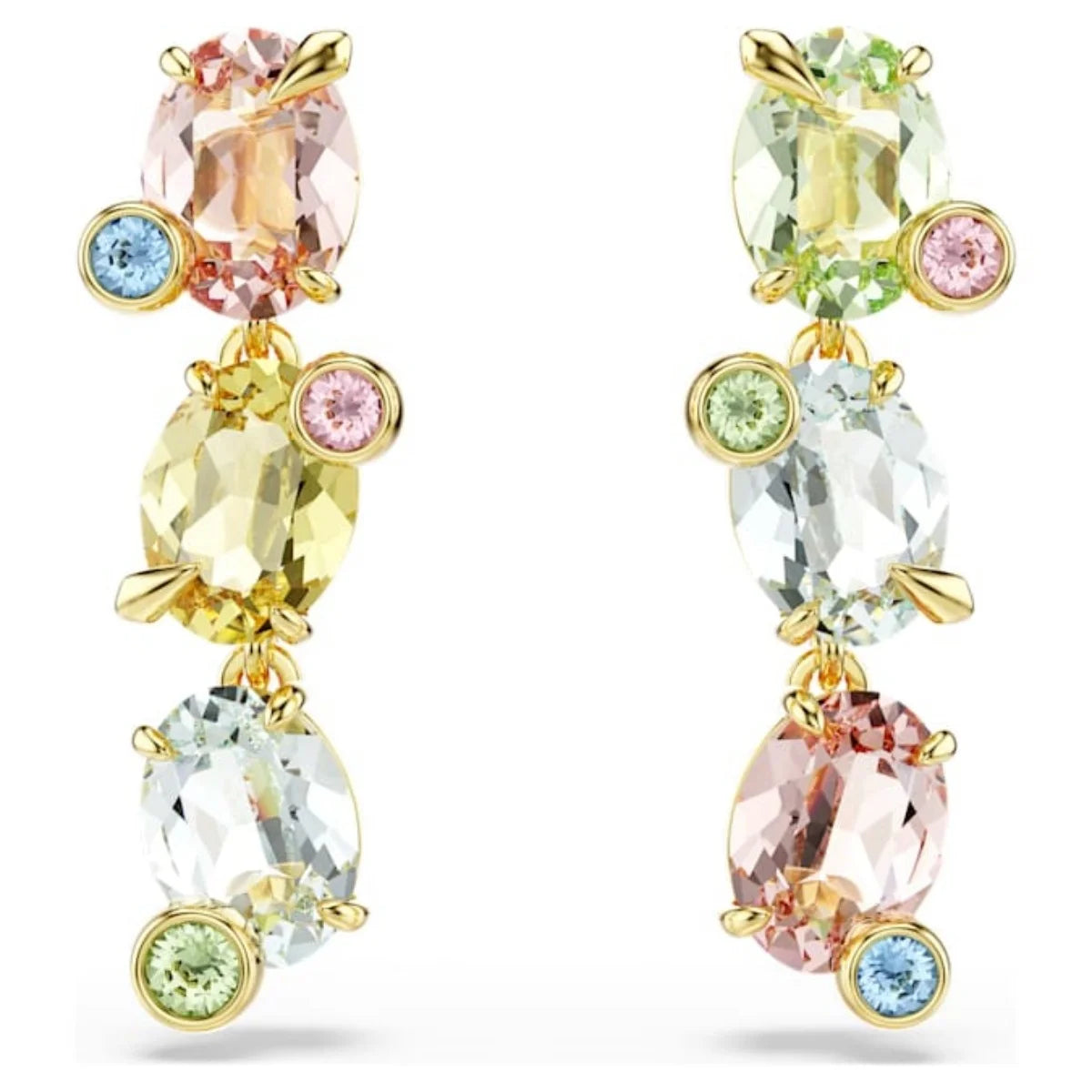 Fashionable and luxurious oval colored earrings, versatile for daily use in the workplace, high-quality jewelry
