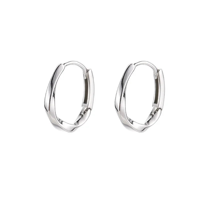 925 Sterling Silver Round Earrings Temperament Simple Inlaid for Women