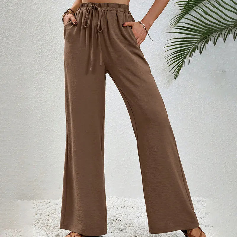 New Women Trousers Streetwear Fashion Lace-up Loose Casual Slim Pants Elegant Lady Personality Versatile Knitted Clothing
