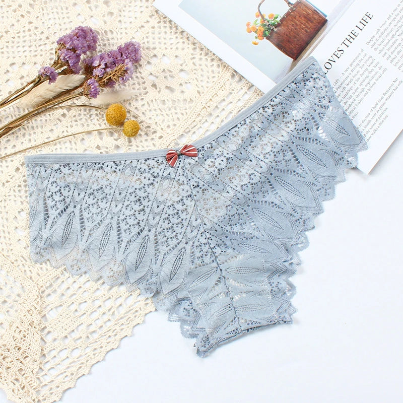 Sexy Panties Low Waist Underwear Transparent Lace Briefs Breathable Soft Lingerie