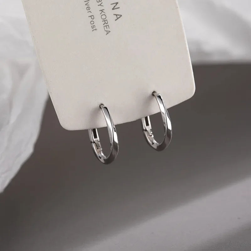 925 Sterling Silver Round Earrings Temperament Simple Inlaid for Women