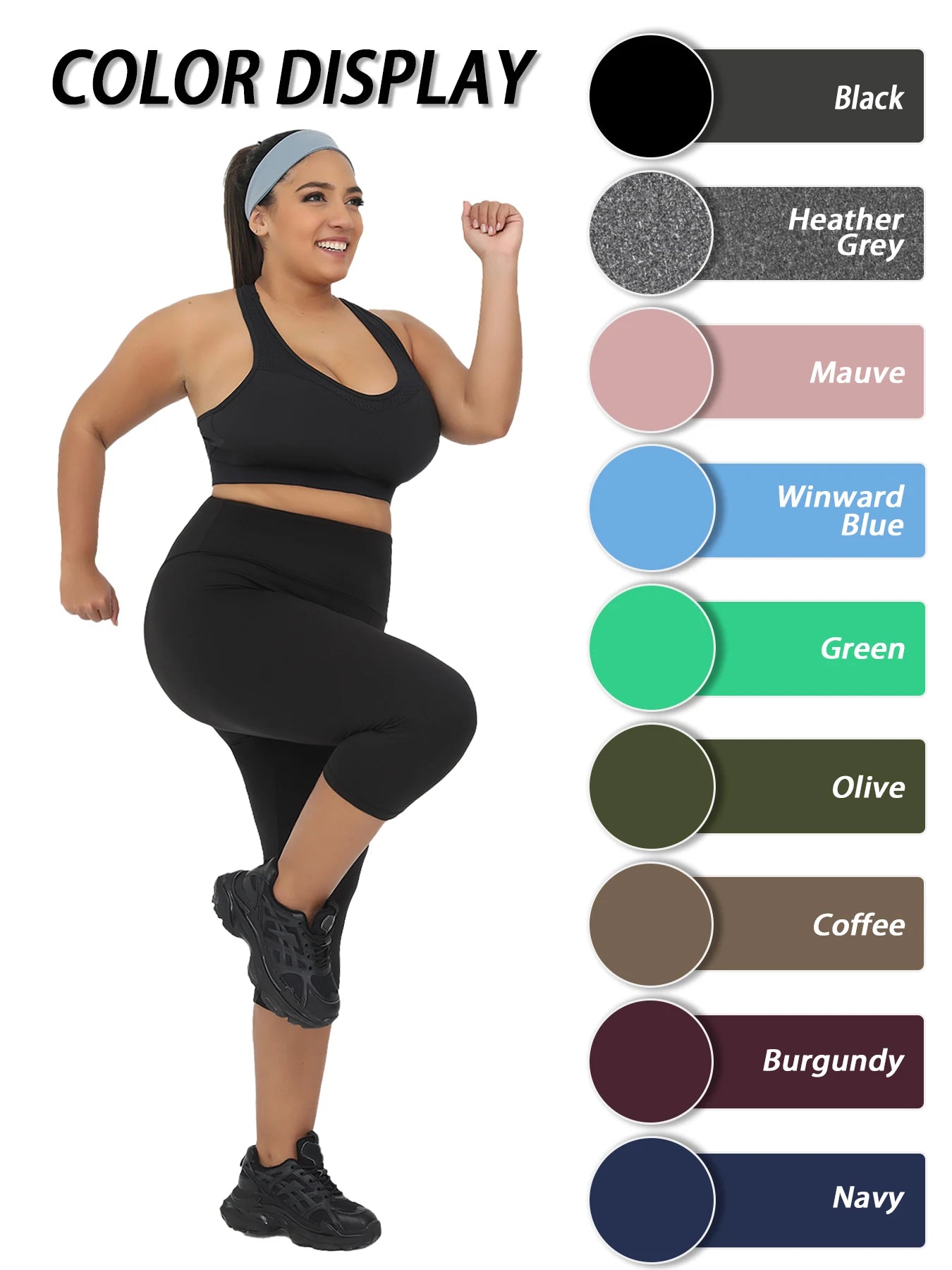 Plus Size Leggings for Women Super soft High Waisted Tummy Control Yoga Capri Pants Not See Through