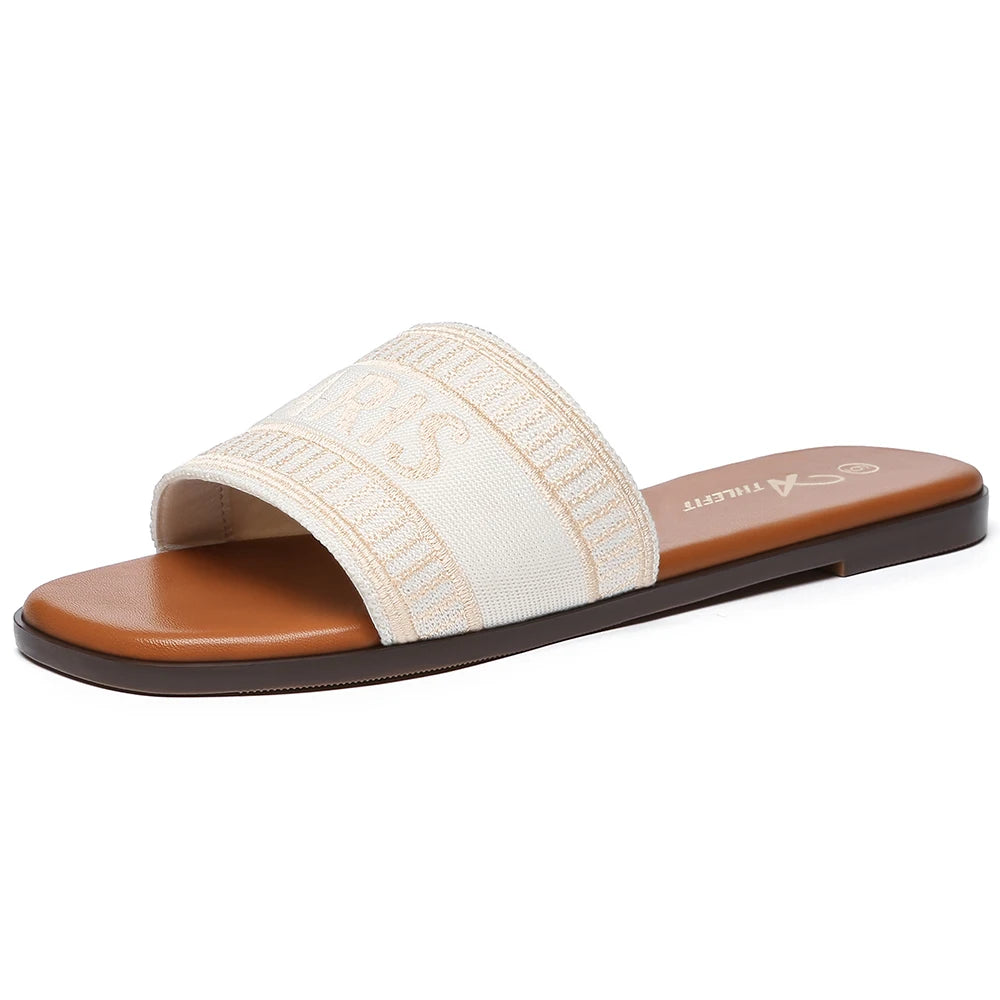 Women Letter Flat Sandals Casual Comfortable Vintage Slippers