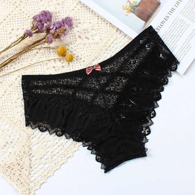 Sexy Panties Low Waist Underwear Transparent Lace Briefs Breathable Soft Lingerie
