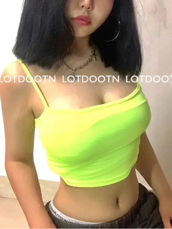 LOTDOOTN Women Sexy Backless Fashion Vest Green Fluorescent Camisole Women Nylon Tops Women Athletic Spandex Tops Women Camis