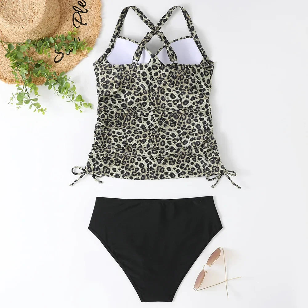Two Piece Swimsuits Woman's High Waisted Tankini Sets