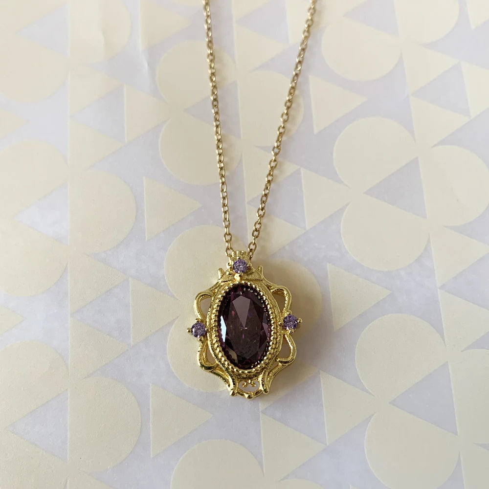 Rapunzel Necklace For Women Fashion Jewelry Accessories Purple Lilac Zirconia Princess Necklace