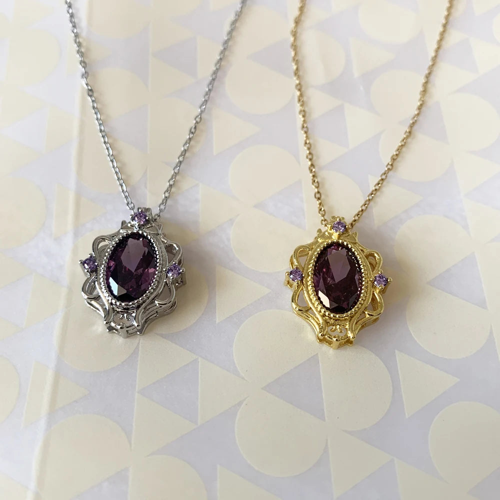 Rapunzel Necklace For Women Fashion Jewelry Accessories Purple Lilac Zirconia Princess Necklace