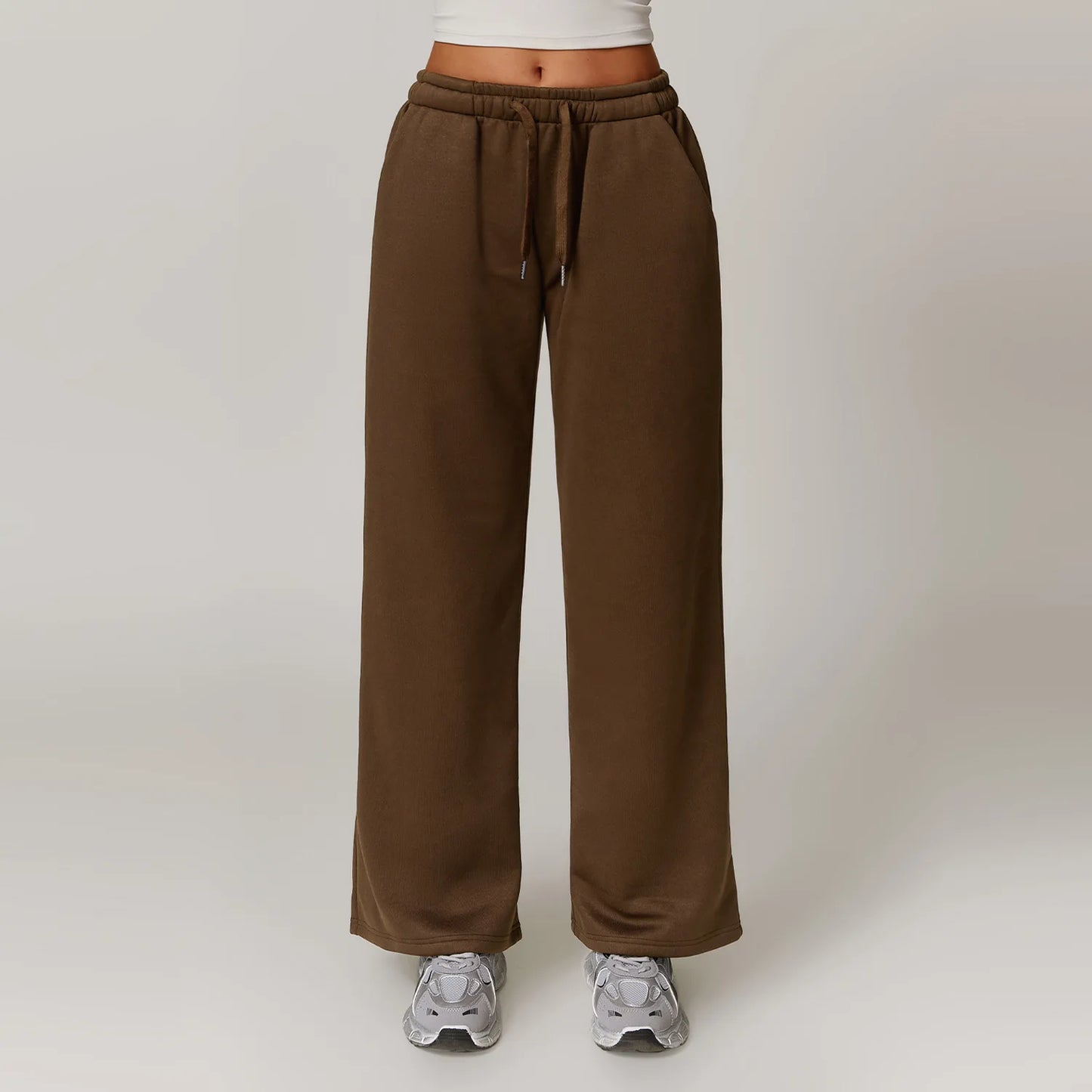 Winter Plush Loose Sports Sweatpants for Women Straight Leg Pants Warm Casual Pants Running Sports Pants