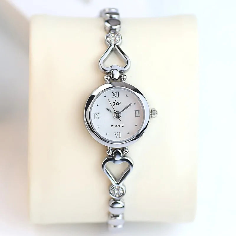 Women's Watch Small Dial Silver Quartz Luxury Vintage Ladies Dress Bracelet Watches