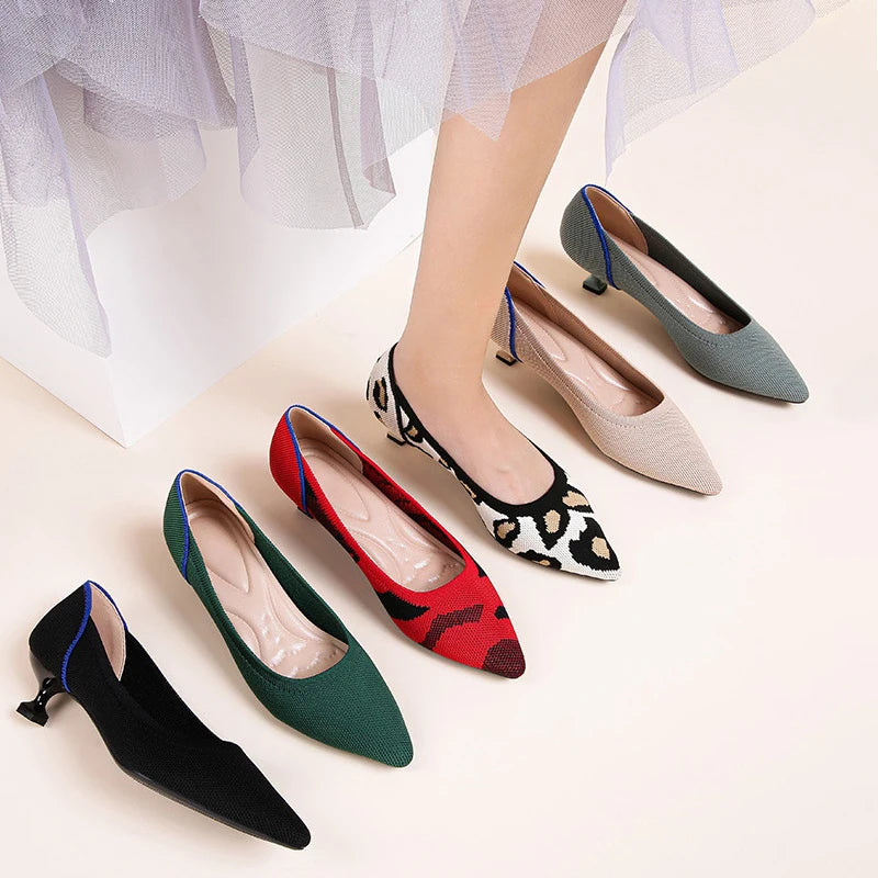 Women's high heels shoes beautiful breathable sweat absorbing comfortable shallow mouth heel