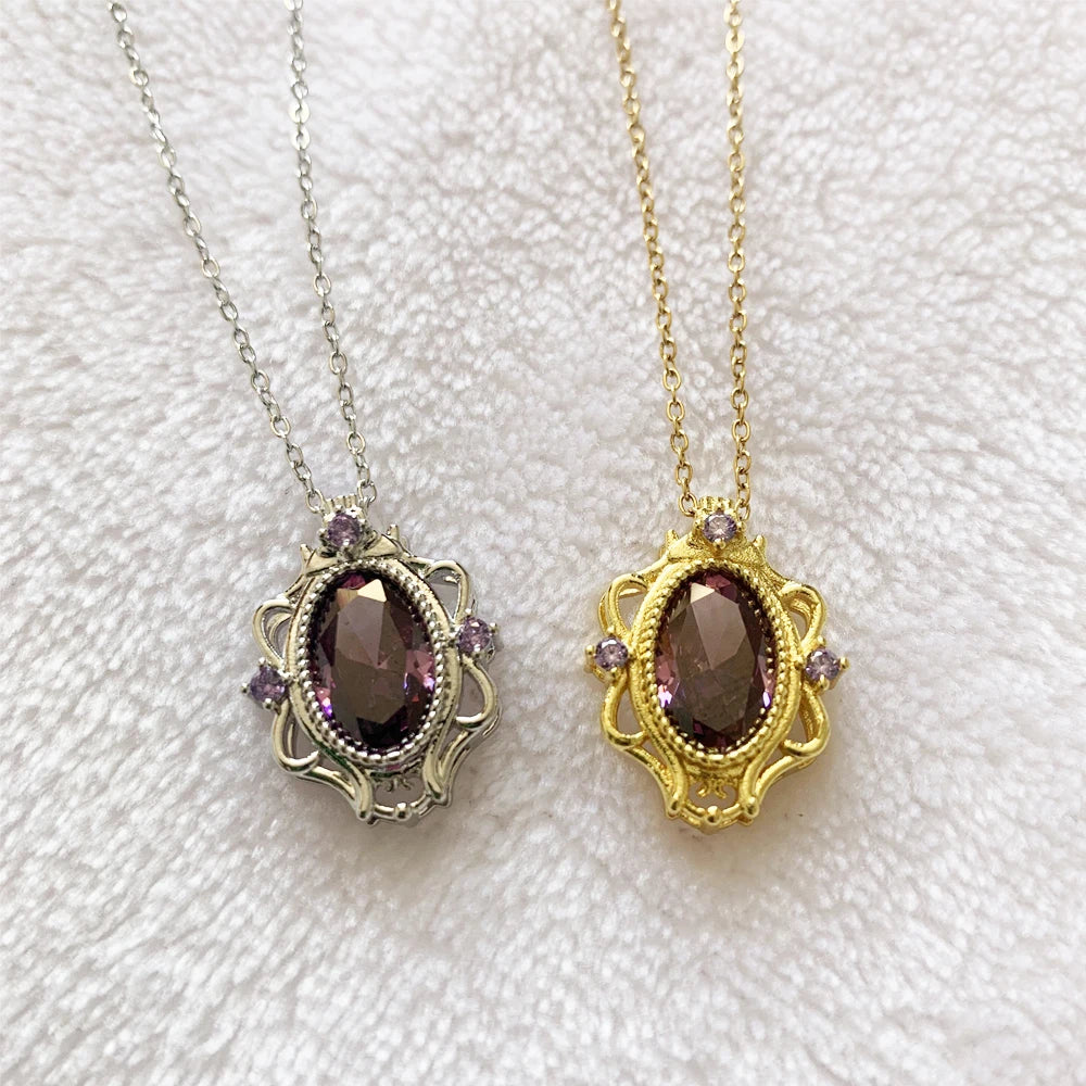 Rapunzel Necklace For Women Fashion Jewelry Accessories Purple Lilac Zirconia Princess Necklace