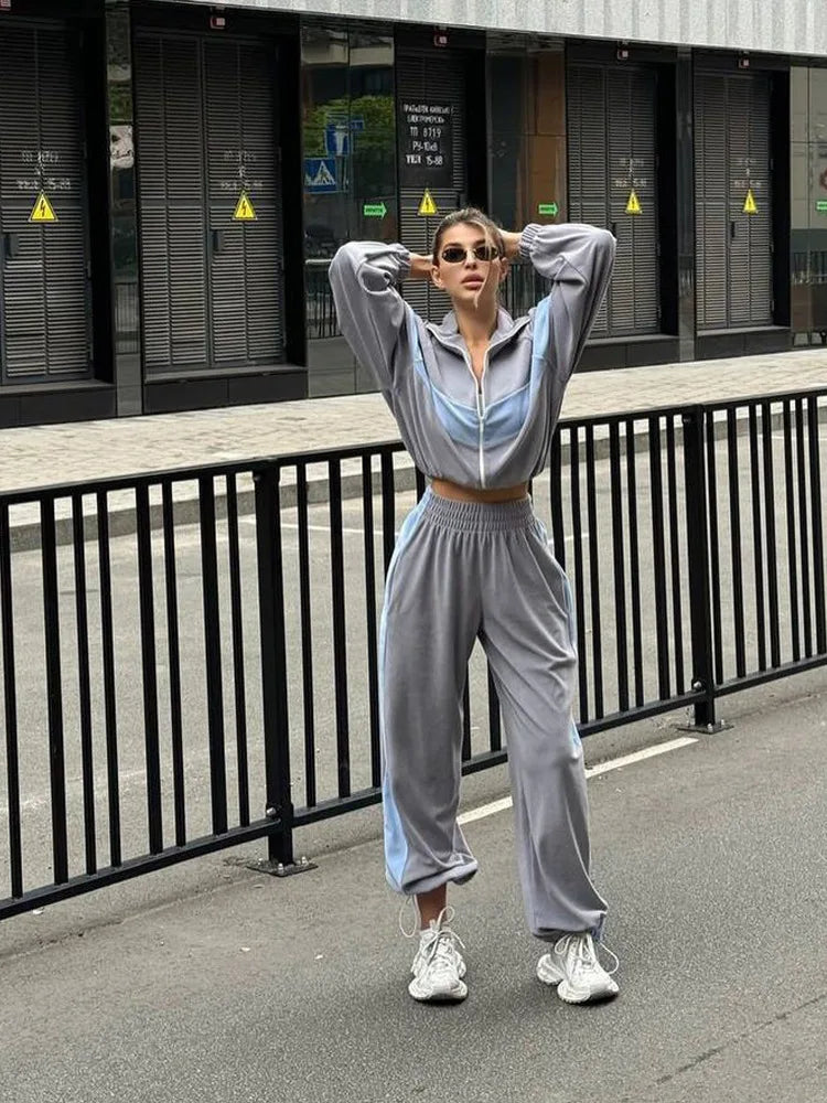 Women's Tracksuit Suit Autumn Fashion Warm Hoodie Sweatshirts Two Pieces Oversized Casual Zipper Coat Long Pant Sets 2-Pcs