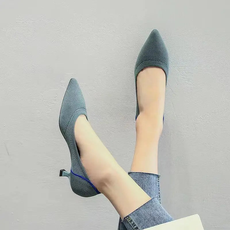 Women's high heels shoes beautiful breathable sweat absorbing comfortable shallow mouth heel
