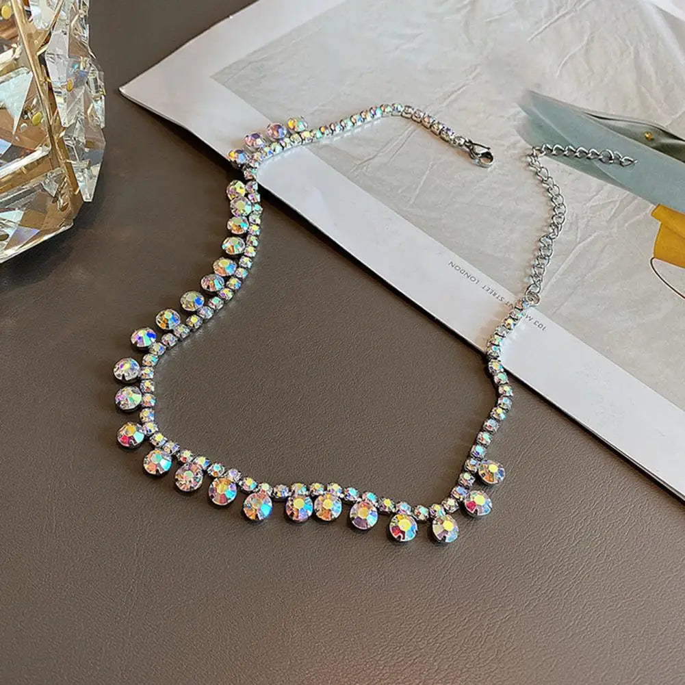 Flaring Rhinestone Necklace Clavicle Chain Women Jewelry Women Necklace ConciseChic Modern Graceful Women Choker Necklace