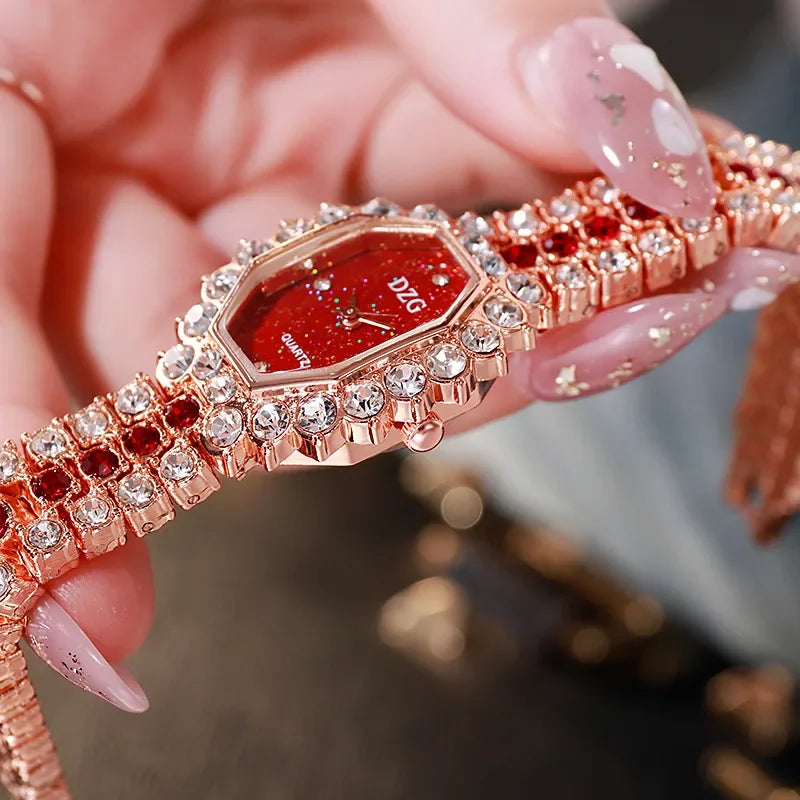 Women's Luxury Brands Watch Fashion Rhinestone Stainless Steel Quartz Ladies Wristwatches