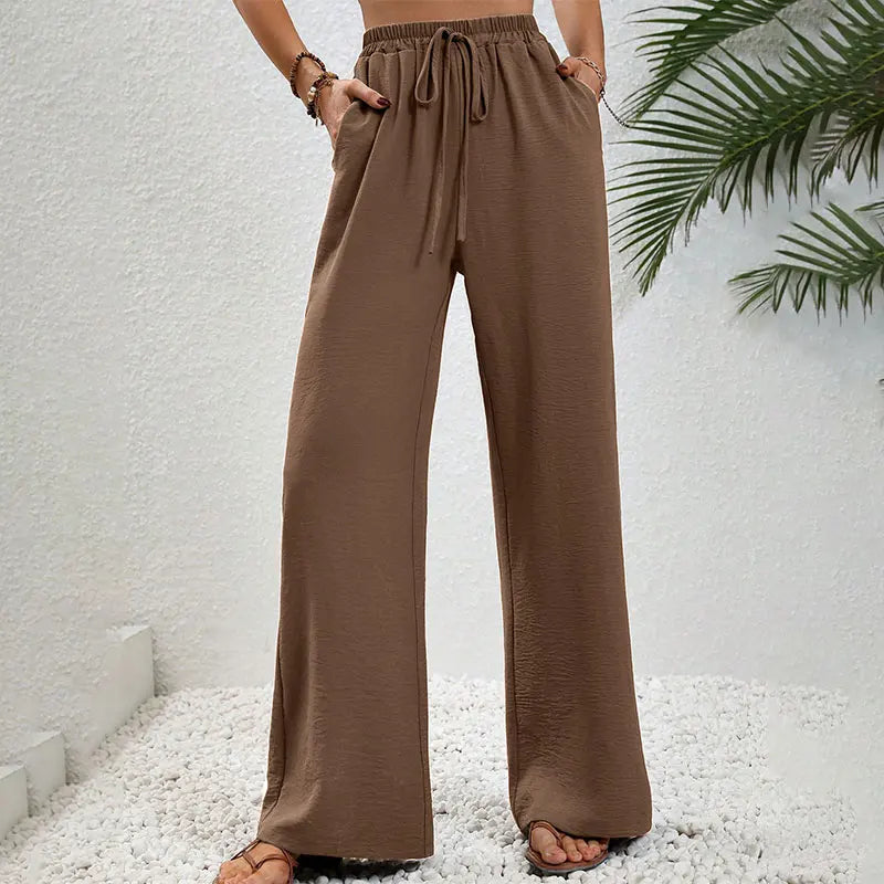 New Women Trousers Streetwear Fashion Lace-up Loose Casual Slim Pants Elegant Lady Personality Versatile Knitted Clothing