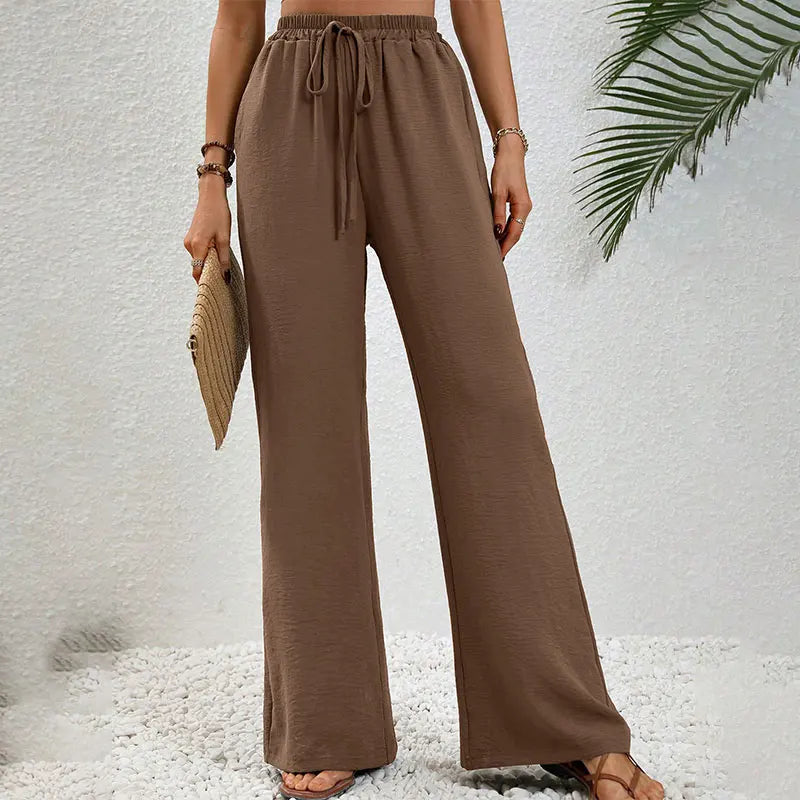 New Women Trousers Streetwear Fashion Lace-up Loose Casual Slim Pants Elegant Lady Personality Versatile Knitted Clothing
