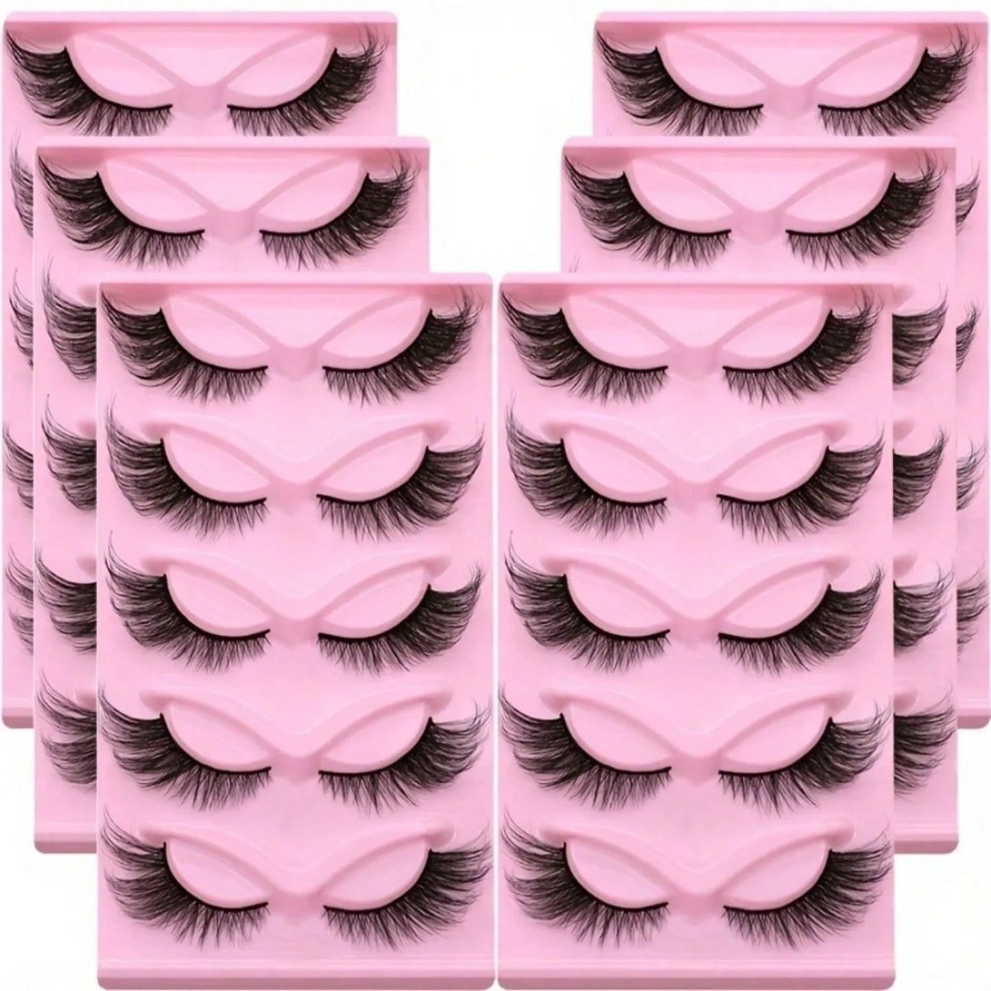 30Pairs/6Pack Cat Eye Lashes Long Lashes Cat Eye Look Wispy Lashes Eye End Elongated Strip Thick False Eyelashes