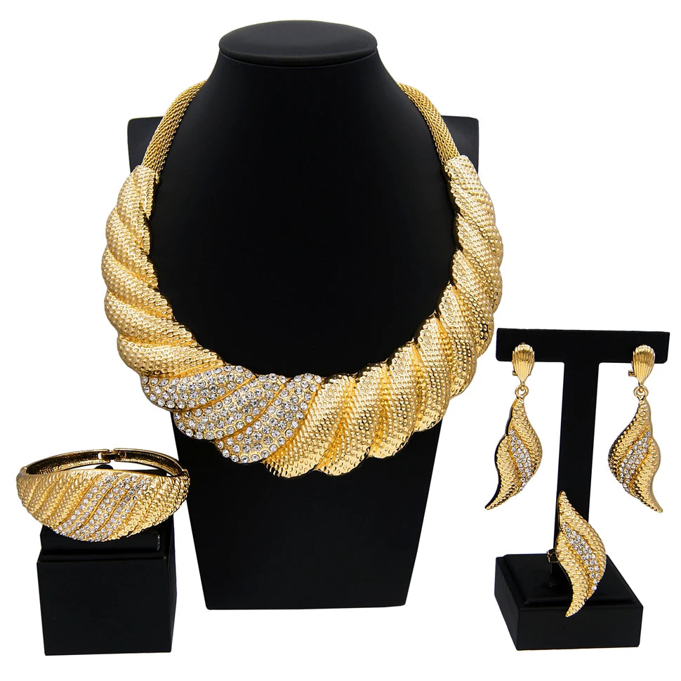 Necklace For Women Big Jewelry Set Dubai Luxury Gold Plated Bracelet