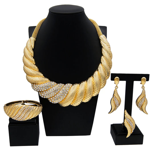Necklace For Women Big Jewelry Set Dubai Luxury Gold Plated Bracelet